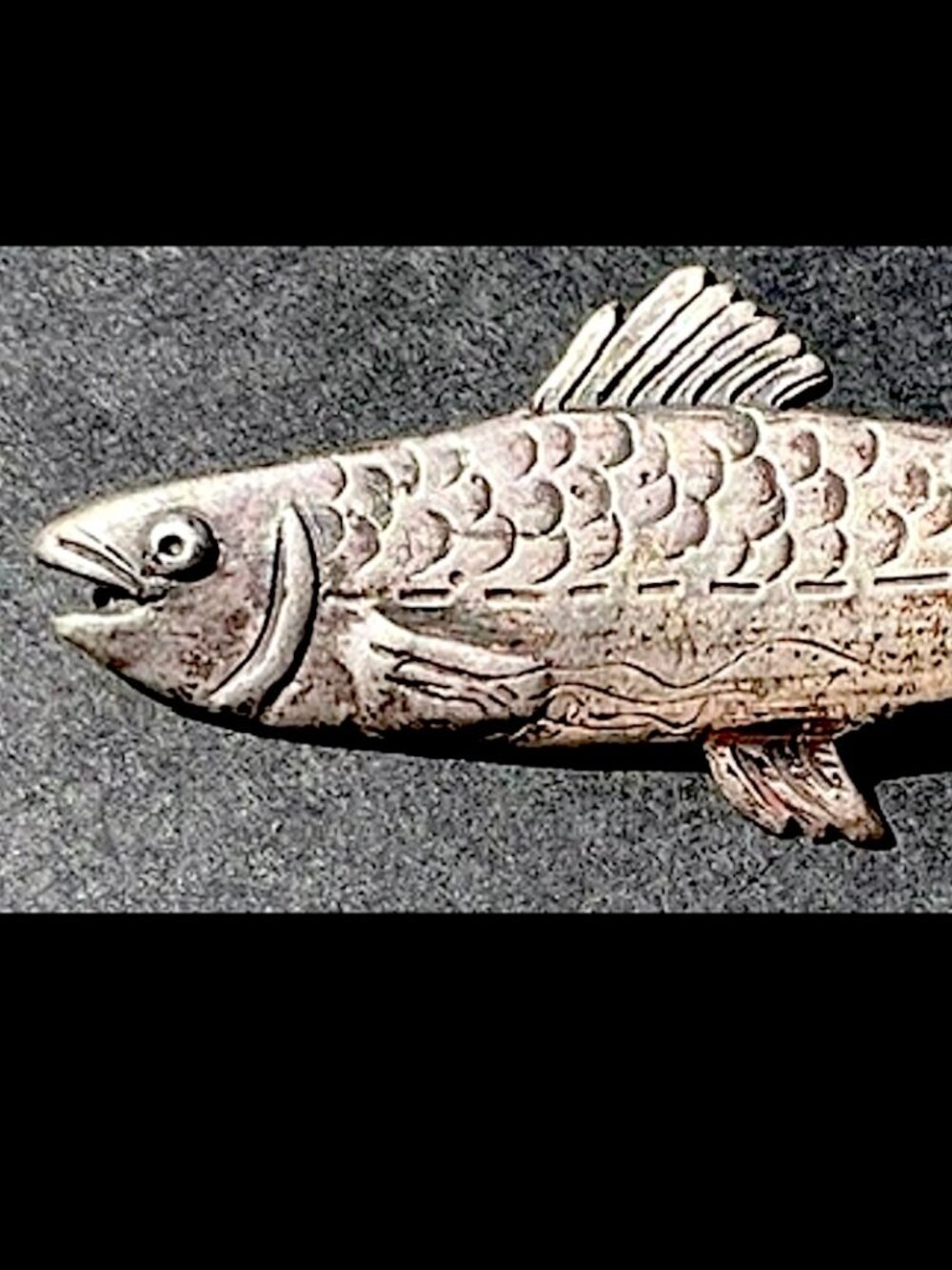 Vintage Sterling Silver FISH French Lyon Pin Brooch UNISEX - Picture 3 of 10